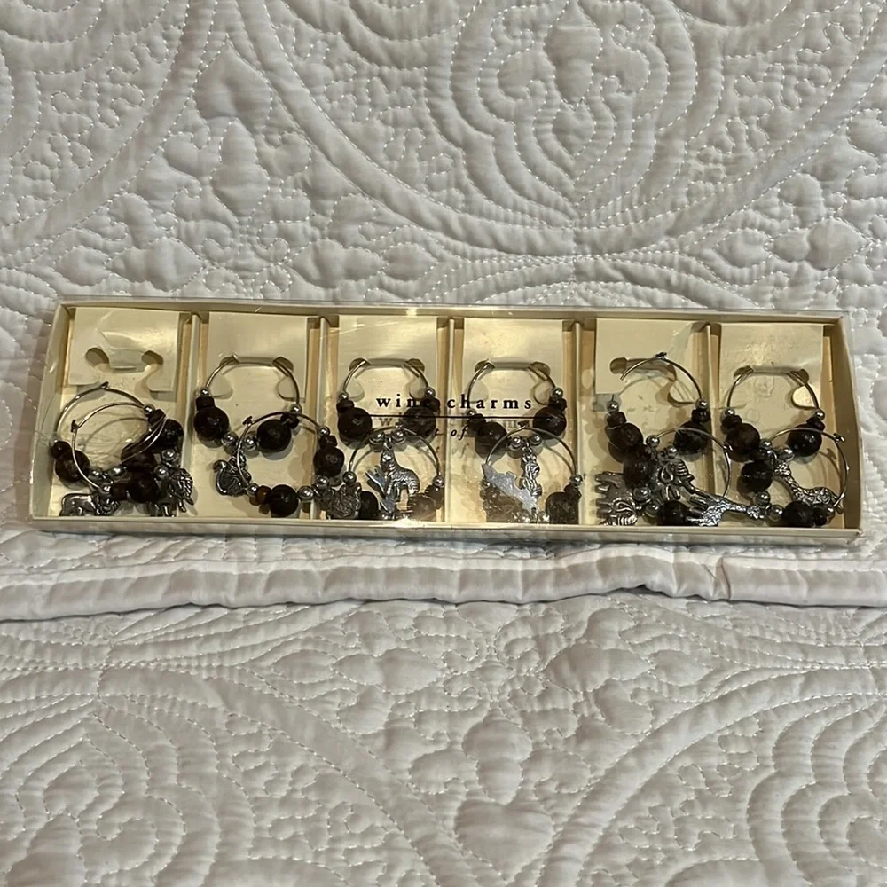 Wish wine bottle stopper and wine charms, set‎ of 8, new